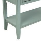 Benzara Console Table with 2 Drawers and 2 Doors Cabinet, Green BM261408 Green Wood BM261408