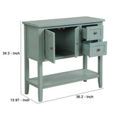 Benzara Console Table with 2 Drawers and 2 Doors Cabinet, Green BM261408 Green Wood BM261408