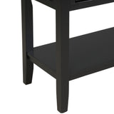 Benzara Console Table with 2 Drawers and 2 Doors Cabinet, Black BM261410 Black Wood BM261410