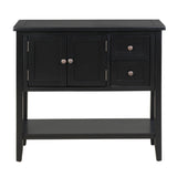 Console Table with 2 Drawers and 2 Doors Cabinet, Black