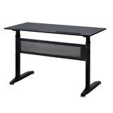 Benzara Adjustable Writing Desk with Manual Crank Handle, Black BM261416 Black Metal BM261416