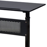 Benzara Adjustable Writing Desk with Manual Crank Handle, Black BM261416 Black Metal BM261416