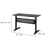 Benzara Adjustable Writing Desk with Manual Crank Handle, Black BM261416 Black Metal BM261416