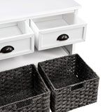 Benzara Storage Bench with 3 Pull Out Basket, White BM261424 White Solid wood, MDF BM261424