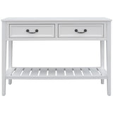 Benzara Console Table with 2 Drawers and Bottom Shelf, White BM261432 White Wood BM261432