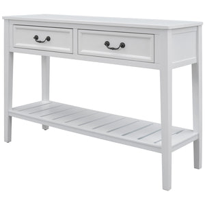 Benzara Console Table with 2 Drawers and Bottom Shelf, White BM261432 White Wood BM261432