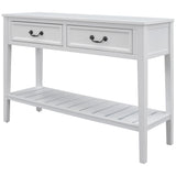 Console Table with 2 Drawers and Bottom Shelf, White