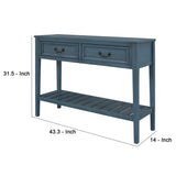 Benzara Console Table with 2 Drawers and Bottom Shelf, Navy Blue BM261433 Blue Wood BM261433