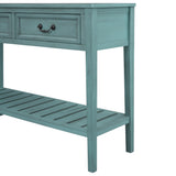 Benzara Console Table with 2 Drawers and Bottom Shelf, Light Green BM261434 Green Wood BM261434