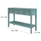 Benzara Console Table with 2 Drawers and Bottom Shelf, Light Green BM261434 Green Wood BM261434