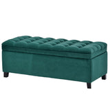 Storage Bench with Flip Button Tufted Top and Sleek Legs, Green