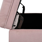 Benzara Storage Bench with Flip Button Tufted Top and Sleek Legs, Pink BM261449 Pink Wood and Fabric BM261449