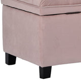 Benzara Storage Bench with Flip Button Tufted Top and Sleek Legs, Pink BM261449 Pink Wood and Fabric BM261449