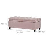 Benzara Storage Bench with Flip Button Tufted Top and Sleek Legs, Pink BM261449 Pink Wood and Fabric BM261449