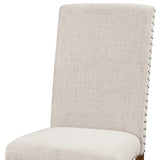 Benzara Side Chair with Fabric Seat and Nailhead Trim, Set of 2, Beige BM261455 Beige Wood and Fabric BM261455