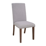 Benzara Side Chair with Fabric Seat and Nailhead Trim, Set of 2, Gray BM261456 Gray Wood and Fabric BM261456