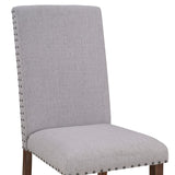 Benzara Side Chair with Fabric Seat and Nailhead Trim, Set of 2, Gray BM261456 Gray Wood and Fabric BM261456