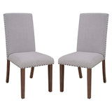Side Chair with Fabric Seat and Nailhead Trim, Set of 2, Gray