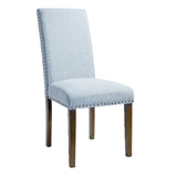 Benzara Side Chair with Fabric Seat and Nailhead Trim, Set of 2, Blue BM261457 Blue Wood and Fabric BM261457