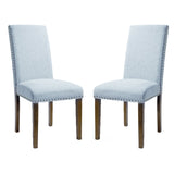 Side Chair with Fabric Seat and Nailhead Trim, Set of 2, Blue