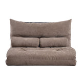 Benzara Futon Sofa with 2 Pillows and 5 Way Adjustable Back, Brown BM261466 Brown Metal, Fabric BM261466