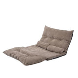 Benzara Futon Sofa with 2 Pillows and 5 Way Adjustable Back, Brown BM261466 Brown Metal, Fabric BM261466