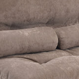 Benzara Futon Sofa with 2 Pillows and 5 Way Adjustable Back, Brown BM261466 Brown Metal, Fabric BM261466