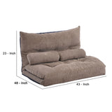 Benzara Futon Sofa with 2 Pillows and 5 Way Adjustable Back, Brown BM261466 Brown Metal, Fabric BM261466