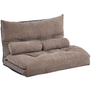 Benzara Futon Sofa with 2 Pillows and 5 Way Adjustable Back, Brown BM261466 Brown Metal, Fabric BM261466