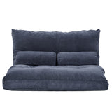 Benzara Adjustable Foldable Leisure Futon Sofa with Tufting, Dark Blue BM261467 Blue Fabric and Metal BM261467