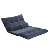 Benzara Adjustable Foldable Leisure Futon Sofa with Tufting, Dark Blue BM261467 Blue Fabric and Metal BM261467