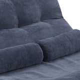 Benzara Adjustable Foldable Leisure Futon Sofa with Tufting, Dark Blue BM261467 Blue Fabric and Metal BM261467