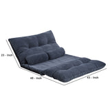 Benzara Adjustable Foldable Leisure Futon Sofa with Tufting, Dark Blue BM261467 Blue Fabric and Metal BM261467