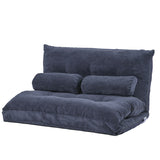 Adjustable Foldable Leisure Futon Sofa with Tufting, Dark Blue