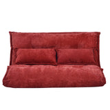 Benzara Sofa Bed with 5 Way Adjustable Back and Pillows, Red BM261468 Red Metal, Fabric BM261468