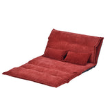 Benzara Sofa Bed with 5 Way Adjustable Back and Pillows, Red BM261468 Red Metal, Fabric BM261468