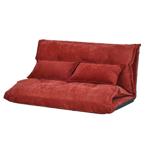 Benzara Sofa Bed with 5 Way Adjustable Back and Pillows, Red BM261468 Red Metal, Fabric BM261468