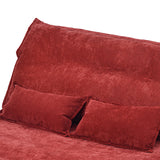 Benzara Sofa Bed with 5 Way Adjustable Back and Pillows, Red BM261468 Red Metal, Fabric BM261468