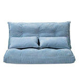 Benzara Adjustable Foldable Leisure Futon Sofa with Tufting, Blue BM261469 Blue Fabric and Metal BM261469