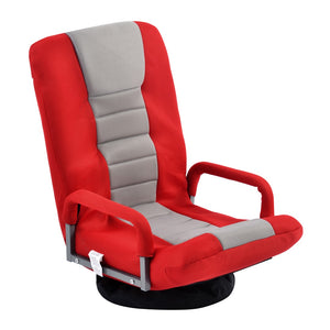 Benzara Swivel Floor Gaming Chair with 7 Angle Adjustable Mechanism, Red BM261477 Red Metal, Fabric BM261477