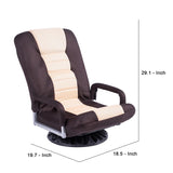 Benzara Swivel Floor Gaming Chair with 7 Angle Adjustable Back, Brown BM261478 Brown Metal, Fabric BM261478