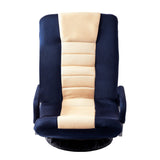 Benzara Swivel Floor Gaming Chair with 7 Angle Adjustable Back, Dark Blue BM261479 Blue Metal, Fabric BM261479