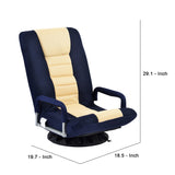 Benzara Swivel Floor Gaming Chair with 7 Angle Adjustable Back, Dark Blue BM261479 Blue Metal, Fabric BM261479