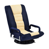 Benzara Swivel Floor Gaming Chair with 7 Angle Adjustable Back, Dark Blue BM261479 Blue Metal, Fabric BM261479