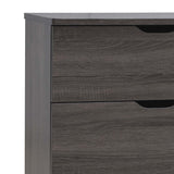 Benzara Dresser with 6 Drawers and Cut Out Pulls, Distressed Gray BM261493 Gray Wood BM261493