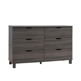 Dresser with 6 Drawers and Cut Out Pulls, Distressed Gray