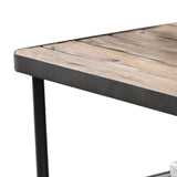 Benzara Coffee Table with Plank Top and Mesh Shelf, Brown and Gray BM261505 Brown and Gray Solid Wood and Metal BM261505