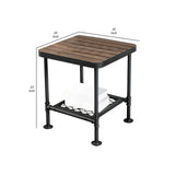 Benzara End Table with Plank Top and Mesh Shelf, Brown and Gray BM261506 Brown and Gray Solid Wood and Metal BM261506