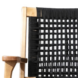 Benzara Accent Chair with Rope Woven Seat and Wooden Frame, Brown and Black BM261507 Brown and Black Solid Wood and Rope BM261507