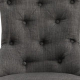 Benzara Dining Chair with Button Tufted Details, Set of 2, Gray BM261508 Gray Wood and Fabric BM261508